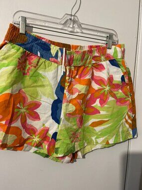 FUTURE COLLECTIVE LINEN BLEND DRAWSTRING SHORTS SZ M
